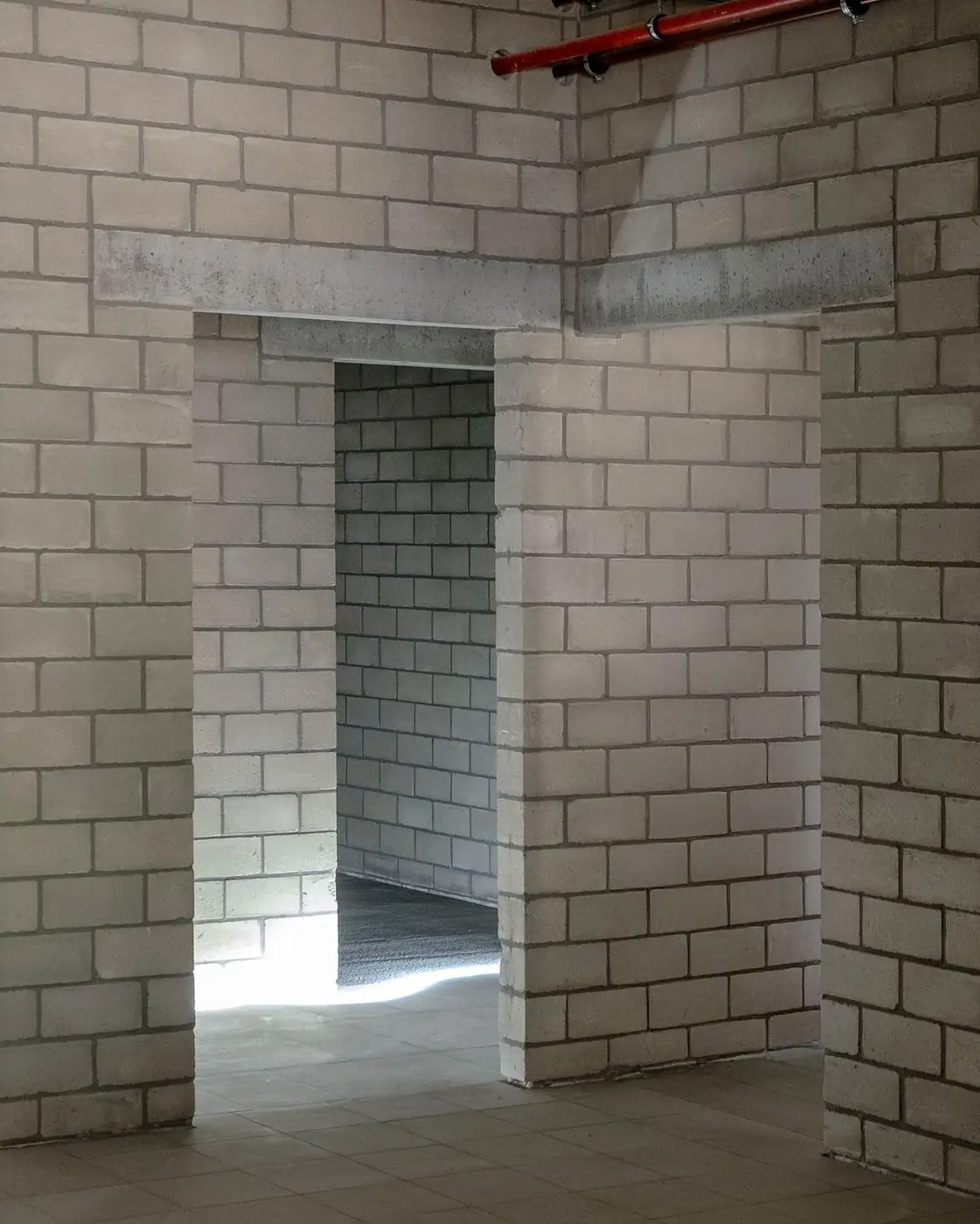Interior walls built with solid concrete blocks