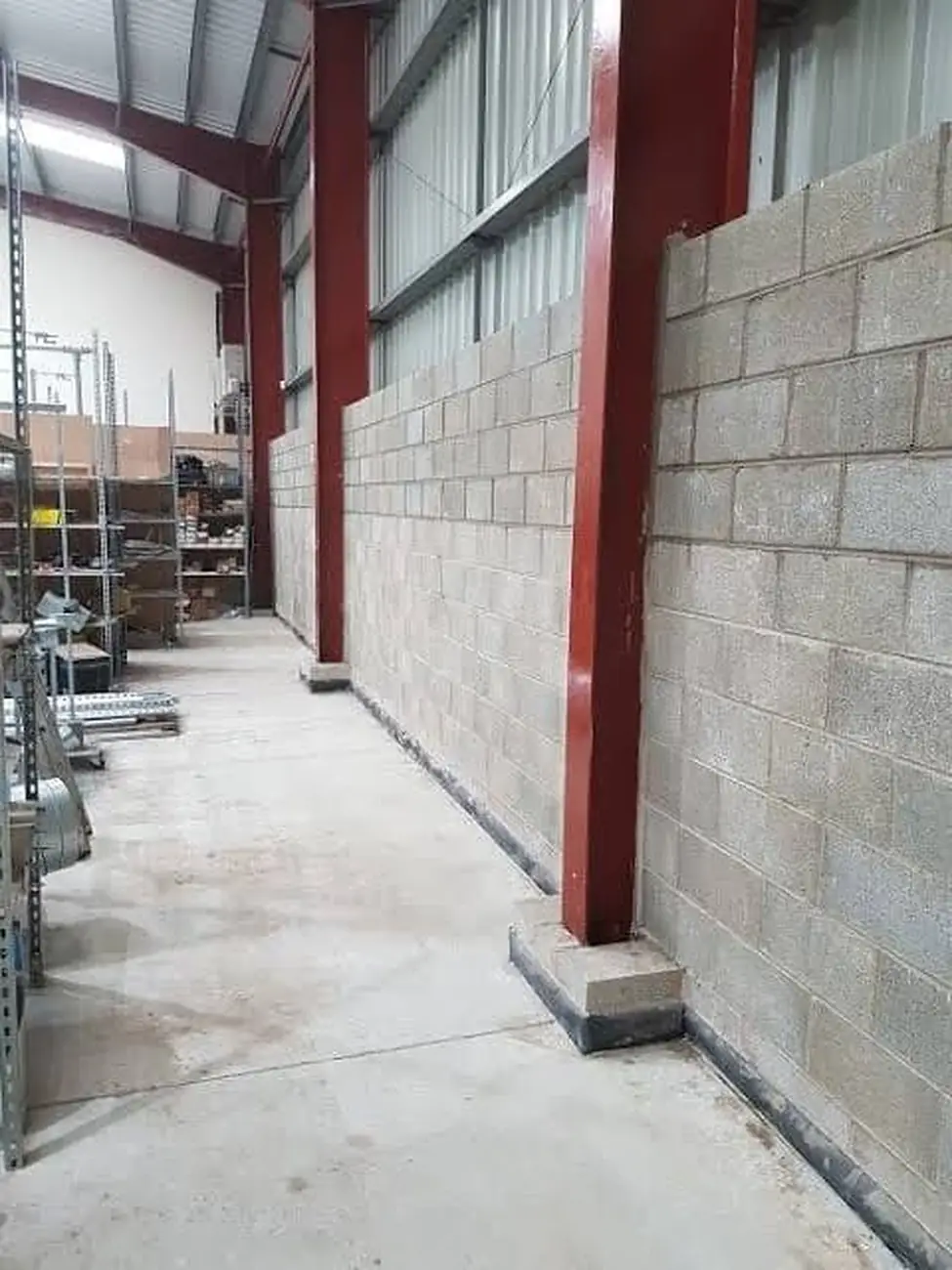 Warehouse with concrete block walls