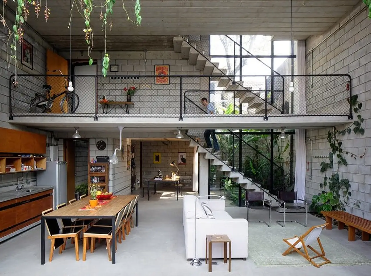 Home interior built with concrete blocks